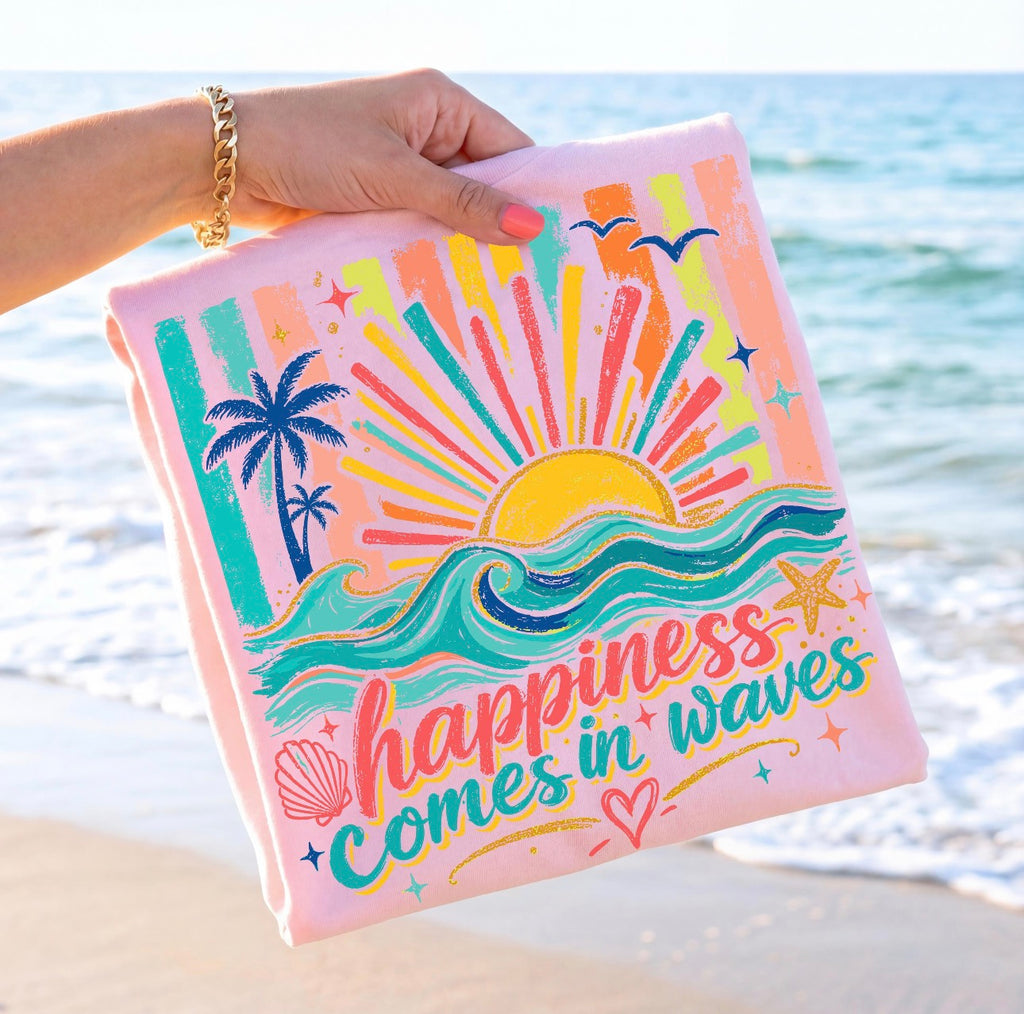 Happiness Comes In Waves Unisex Tee
